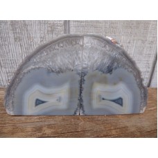 Gray Agate Geode Bookends, 4.5+ lbs, Crystal, Decor, Handmade, Rock, Stone   273381610355